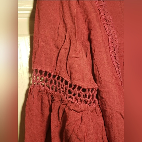 ❤️ Rebellion Again Boho Embroidered Peasant Blouse Top Size SMALL RED ❤️ - Picture 6 of 12